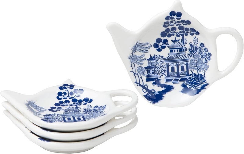 Grace Teaware Tea Bag Caddy Holder, Set of 4 (Blue Willow) - Image 2